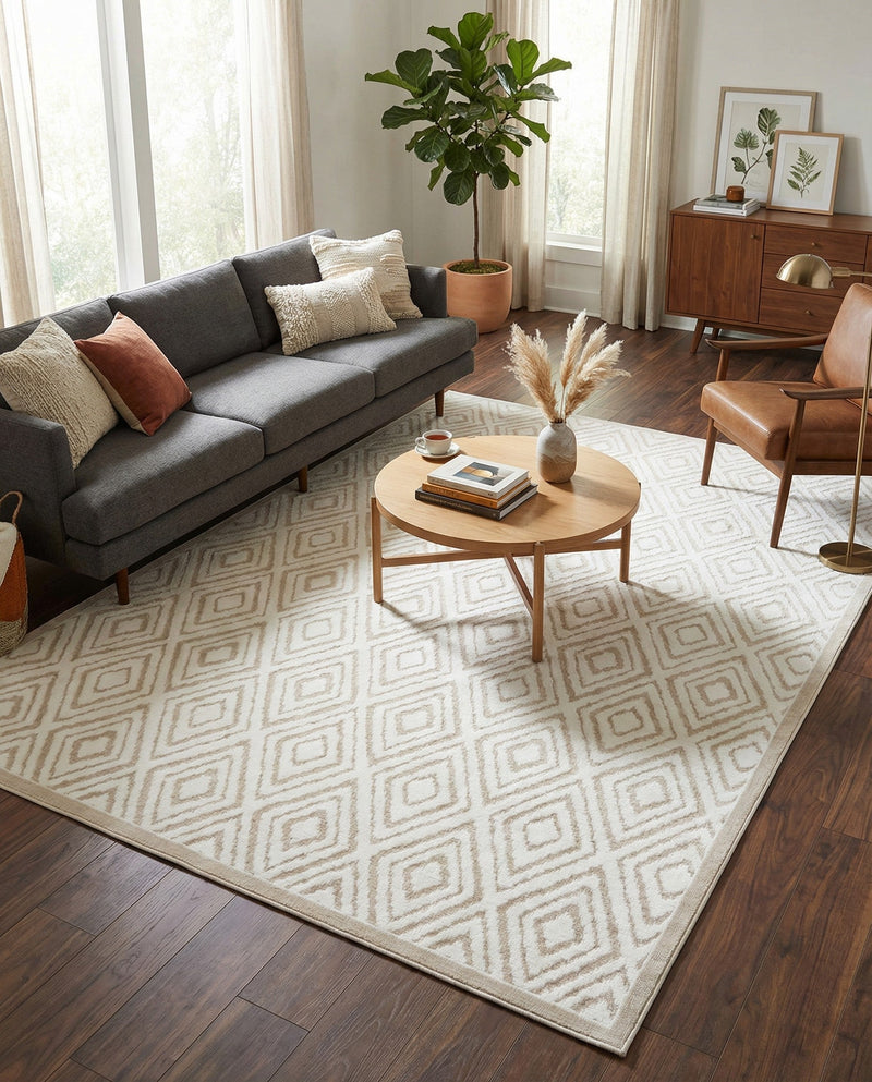 Sanctuary Retreat Collection Area Rug -  Oasis Rectangle Snow White  lifestyle 17
