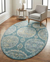 Arcadia Rugs Collection Area Rug -  Atlantis (Gray and Blue) Oval Gray and Blue  lifestyle 66