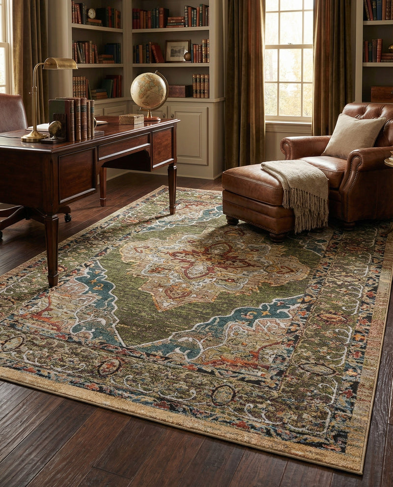 Savannah Soiree Collection Area Rug - Serengeti (Green) Rectangle Green  lifestyle 22