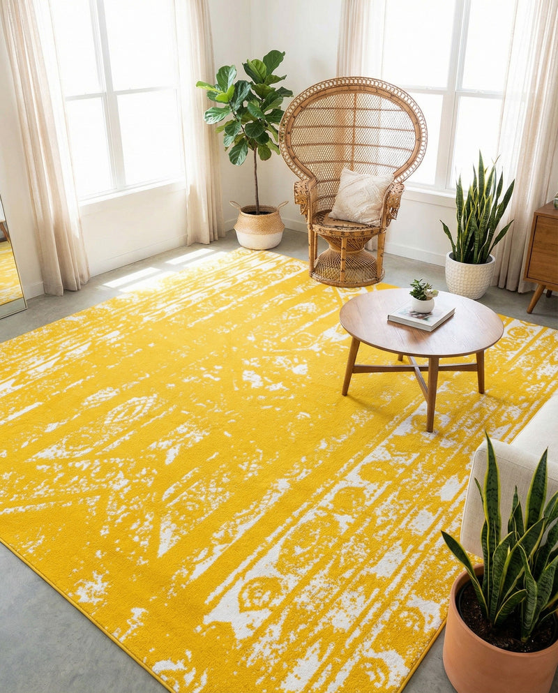 Brighton Stripes Collection Area Rug - Sussex (Yellow) Square Yellow  lifestyle 23