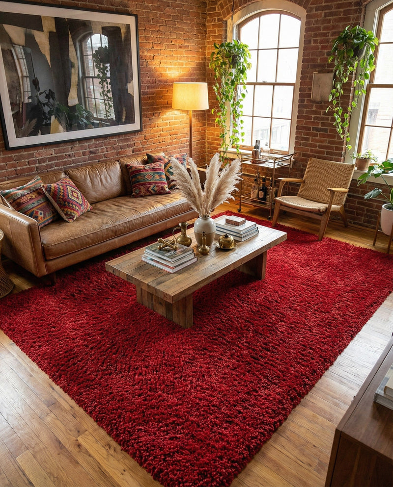 Plush Oasis Collection Area Rug - Serenity (Cherry Red) Rectangle Cherry Red  lifestyle 17