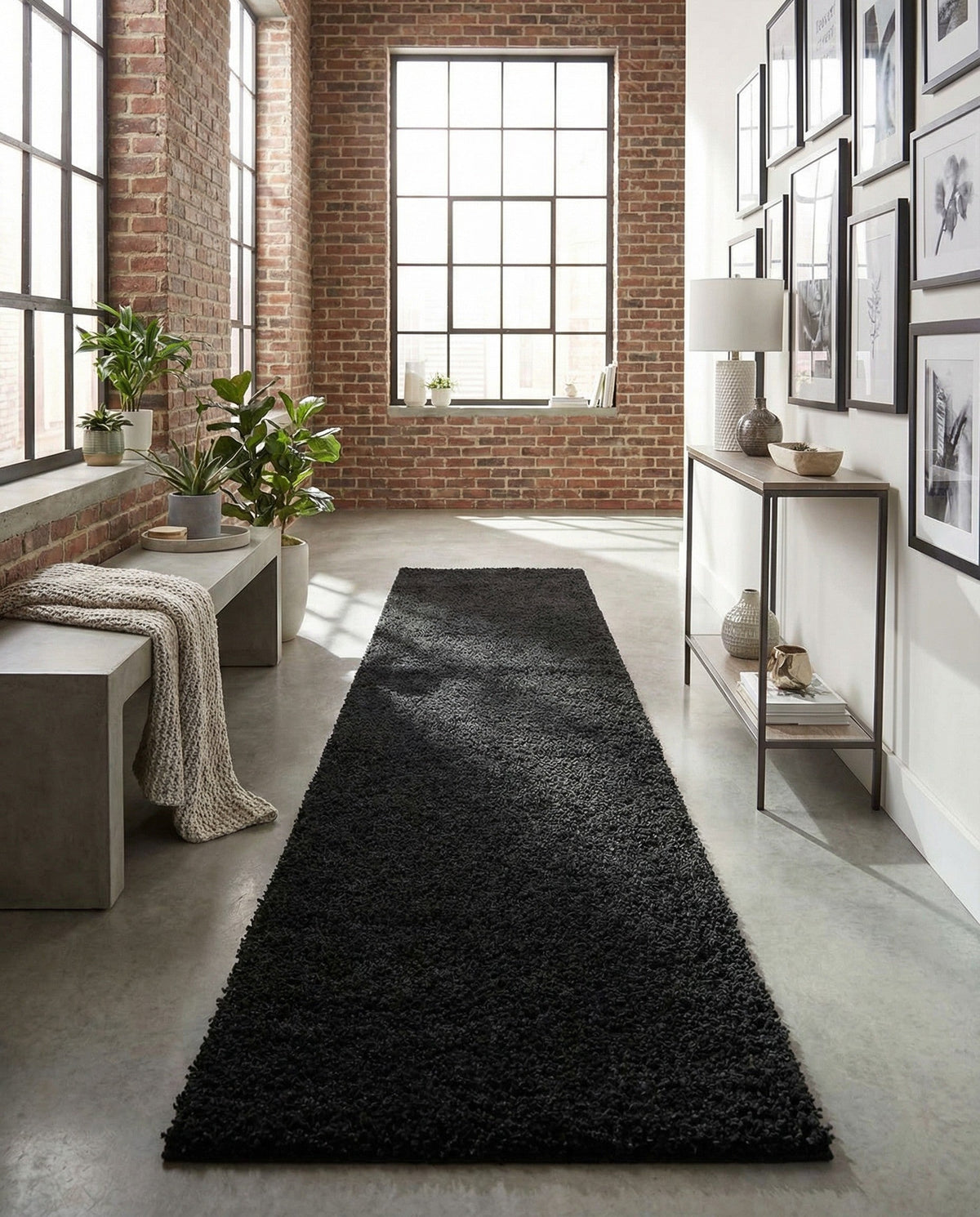 Plush Oasis Collection Area Rug - Serenity (Jet Black) Runner Jet Black  lifestyle 57