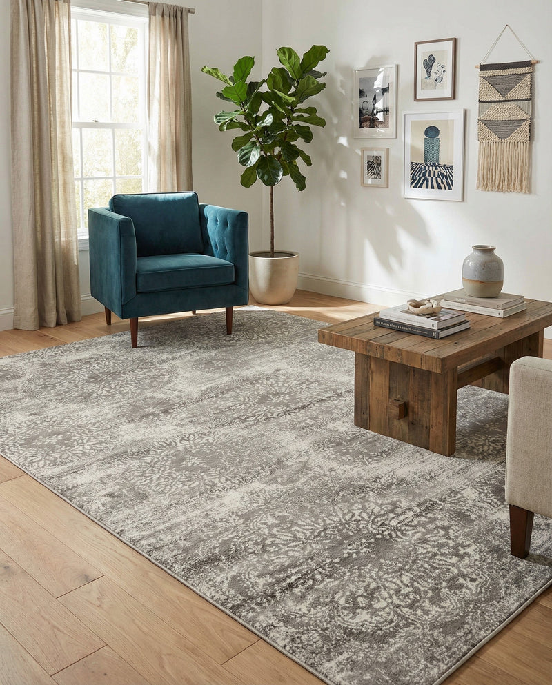 Riviera Elegance Collection Area Rug -  Monaco (Light Gray) Rectangle Light Gray  lifestyle 18