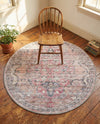 Vintage Memories Collection Area Rug - Echoes Round Beige pink  lifestyle 51