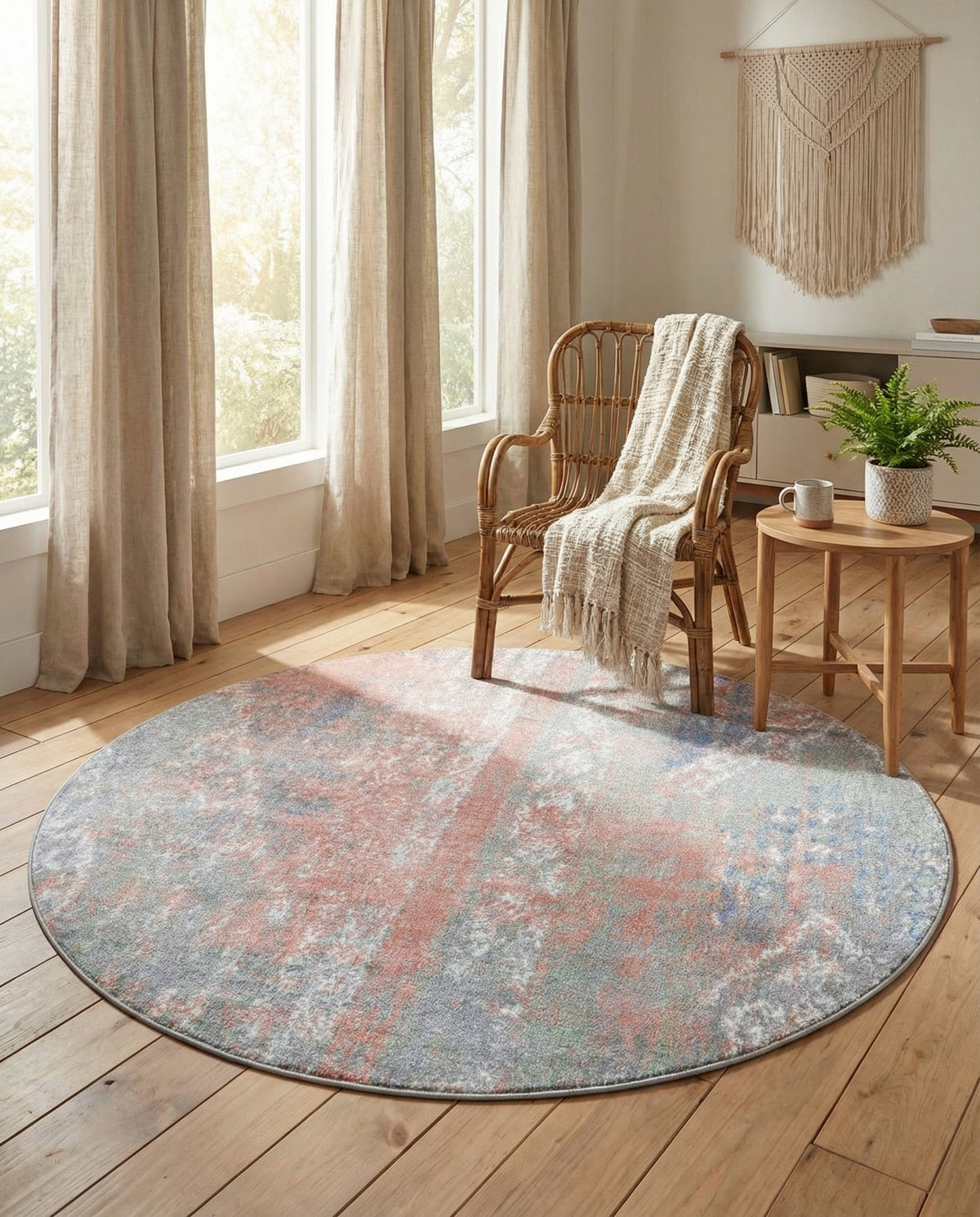 Aegean Elegance Washables Collection Area Rug -  Zakynthos Round Multi  lifestyle 138