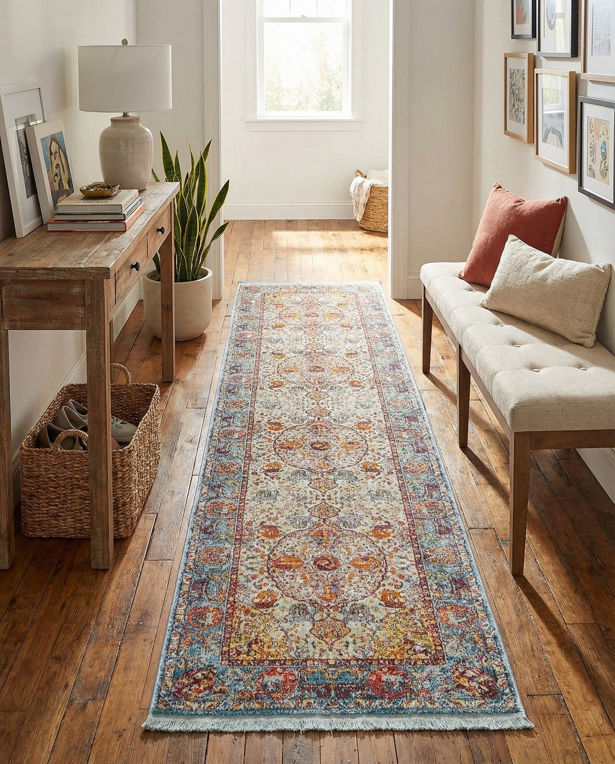Caribbean Breeze Collection Area Rug -  Xcalak Runner Light Blue  lifestyle 110
