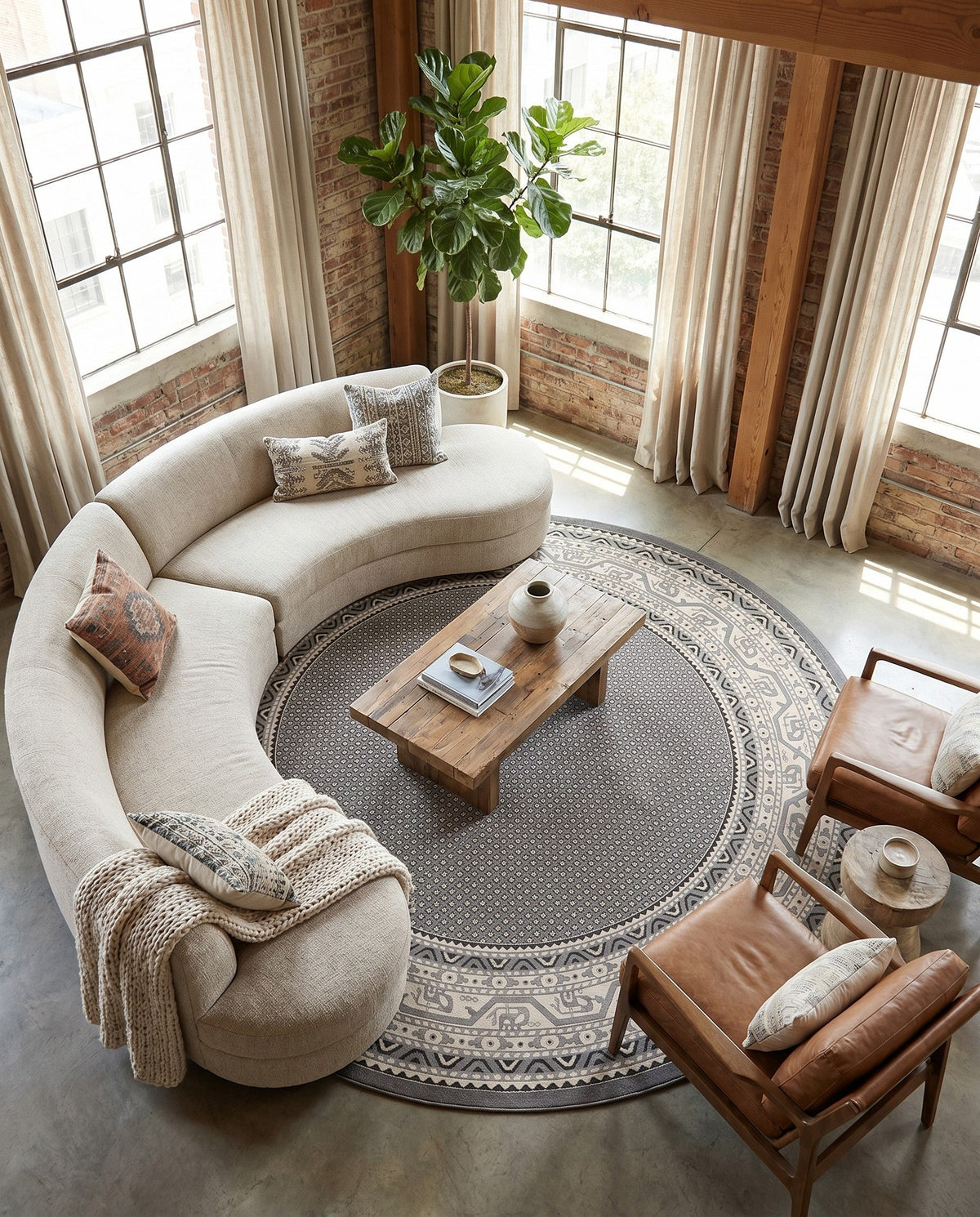 Soho Elegance Collection Area Rug -  Mercer (Gray) Round Gray  lifestyle 94
