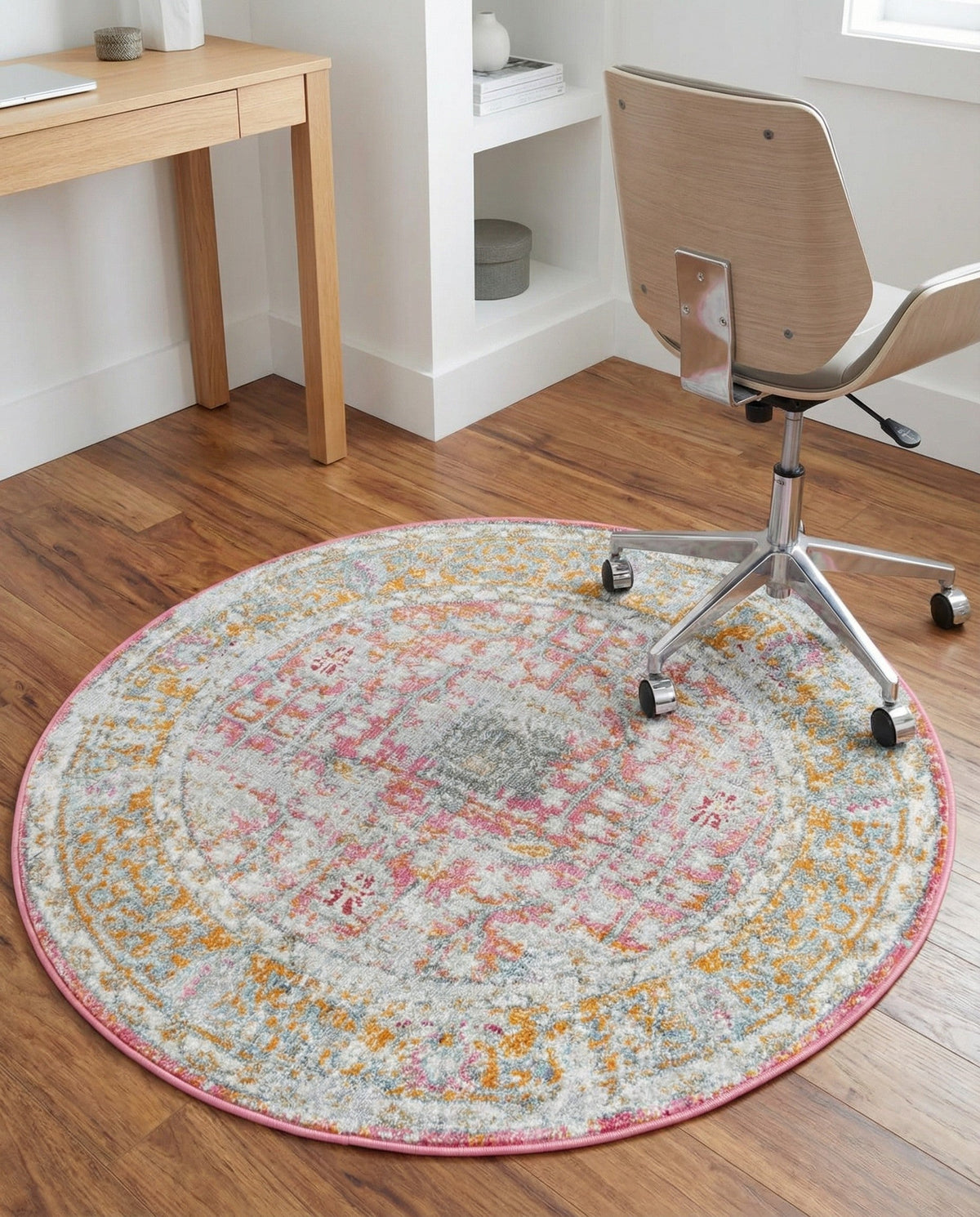 Arcadia Rugs Collection Area Rug -  Olympus Round Pink  lifestyle 160
