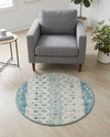 Mediterranean Lattice Collection Area Rug -  Casablanca (Ivory Blue) Round Ivory Blue  lifestyle 75
