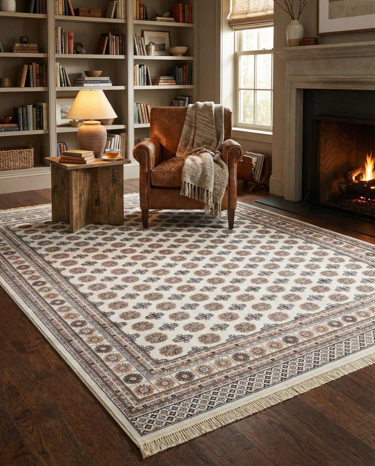 Samarkand Elegance Collection Area Rug -  Margilan (Ivory) Rectangle Ivory  lifestyle 4