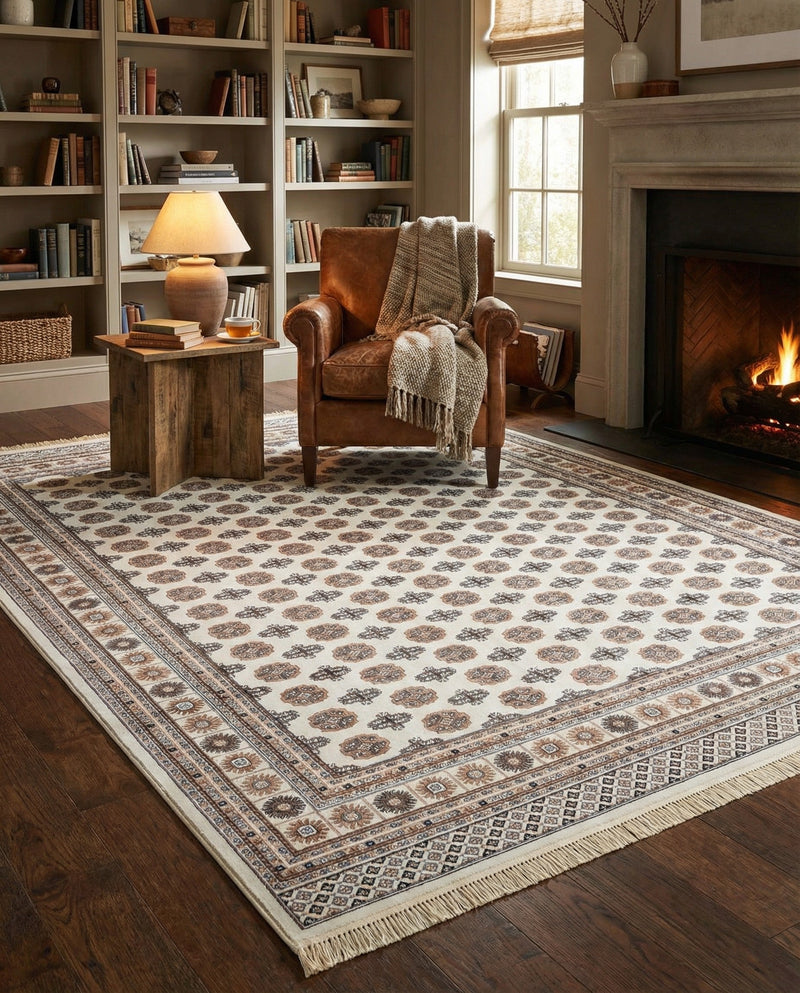 Samarkand Elegance Collection Area Rug -  Margilan (Ivory) Rectangle Ivory  lifestyle 4