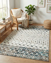 Mediterranean Lattice Collection Area Rug -  Casablanca (Ivory Gray Blue) Rectangle Ivory Gray Blue  lifestyle 9
