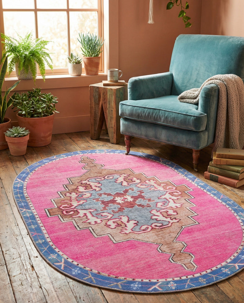 Heritage Elegance Collection Area Rug -  Winterthur (Fuchsia) Oval Fuchsia  lifestyle 34
