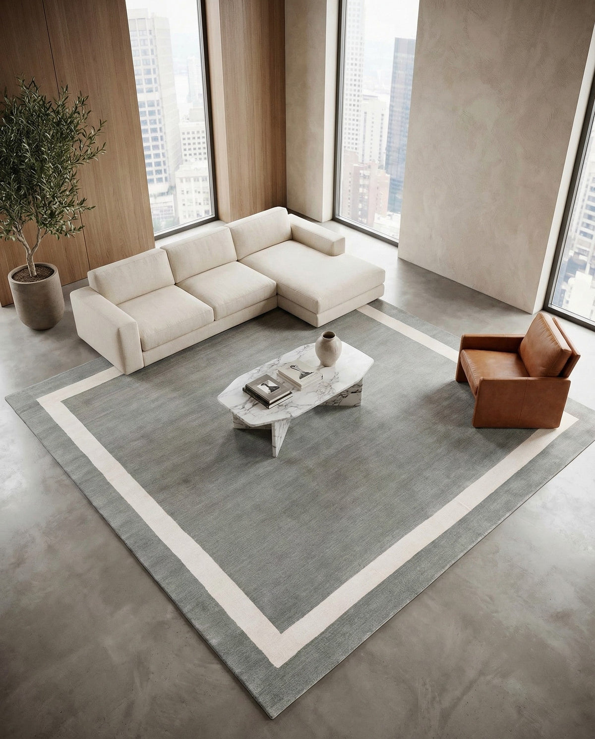 Savannah Borders Wool Collection Area Rug - Chatham Square Earl Gray  lifestyle 193