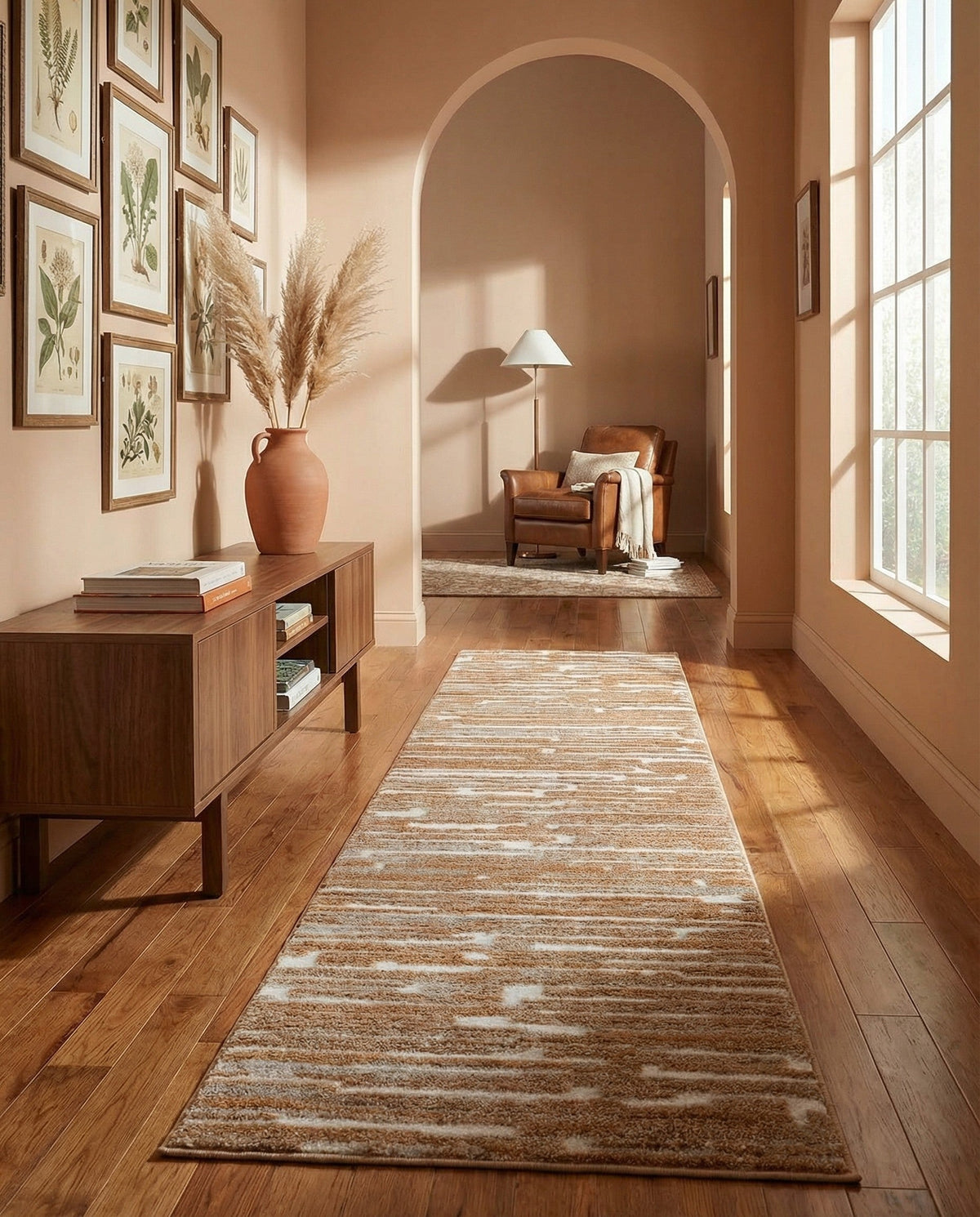 Sienna Collection Area Rug -  Rome Runner Caramel and Ivory  lifestyle 108