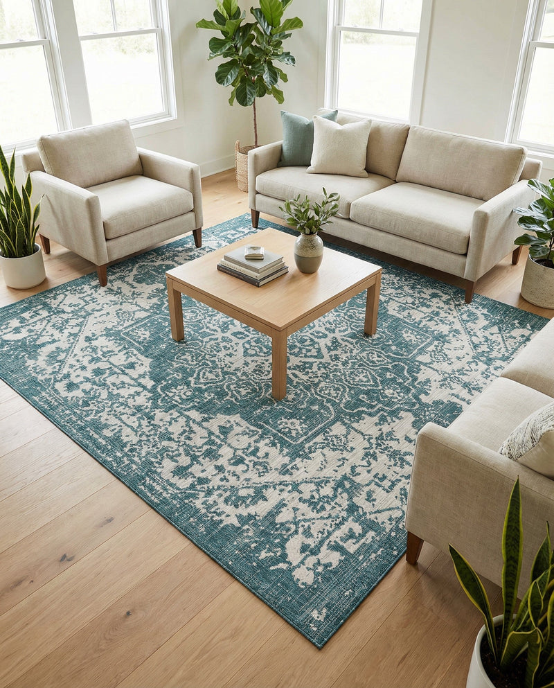 Urban Oasis Rugs Collection Area Rug -  Penthouse (Teal) Square Teal  lifestyle 73