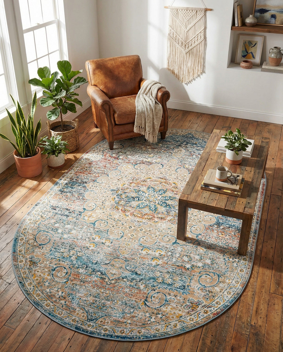 Coastal Haven Collection Area Rug - Seabreeze (Multi) Oval Multi  lifestyle 94