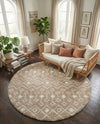 Berber Lattice Shag Collection Area Rug - Atlas (Light Brown) Round Light Brown  lifestyle 42