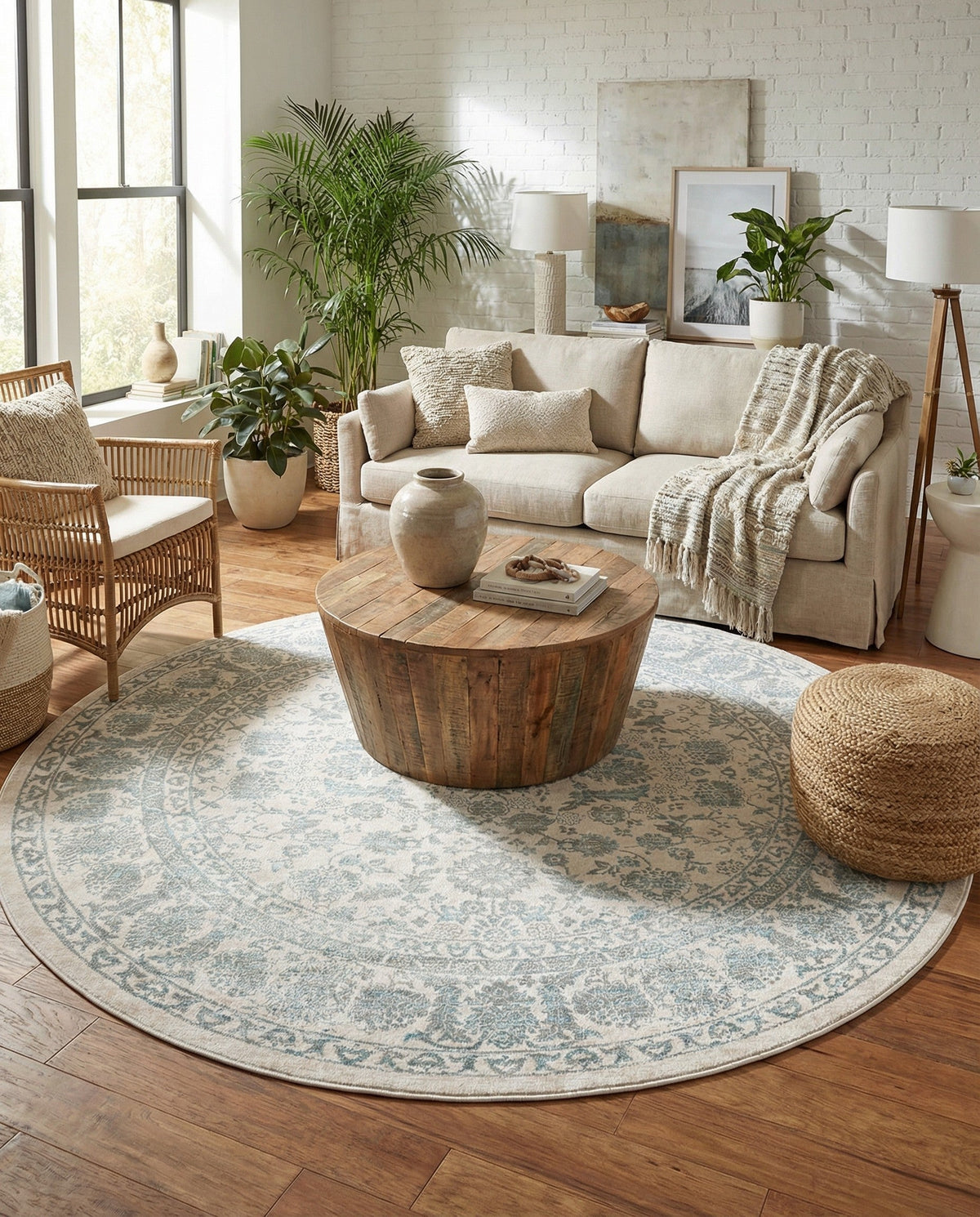 Metro Heights Collection Area Rug -  Astoria Round Teal  lifestyle 61