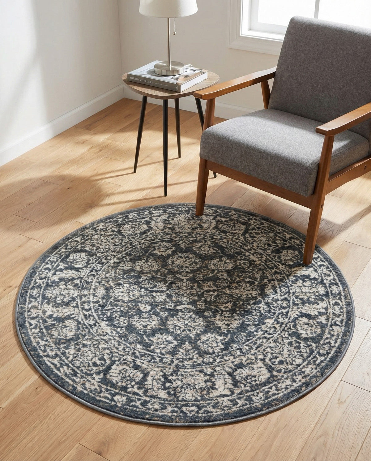 Metro Heights Collection Area Rug -  Astoria Round Navy Blue  lifestyle 113