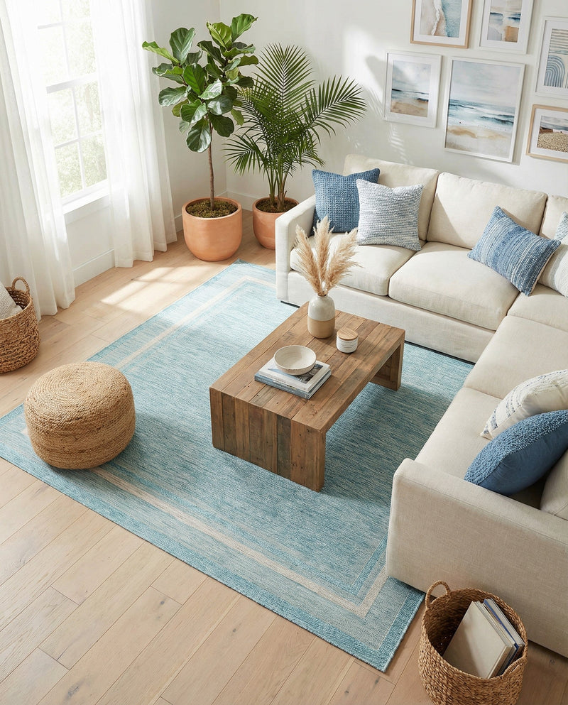 Terrace Fringe Collection Area Rug - Veranda (Aquamarine) Rectangle Aquamarine  lifestyle 17