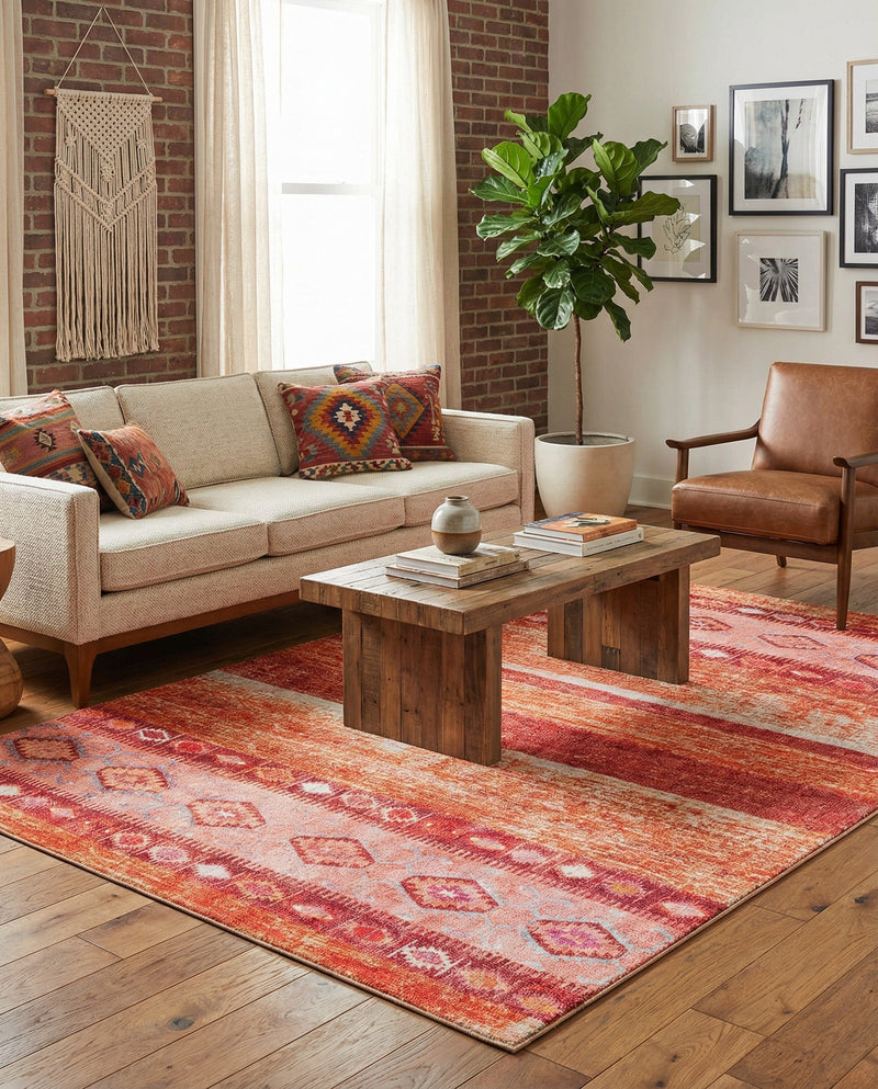 Heritage Elegance Collection Area Rug -  Edinburgh Rectangle Rust Red  lifestyle 30