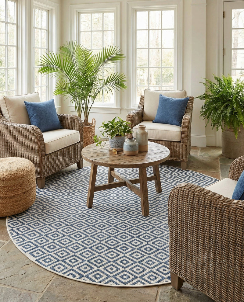 Urban Oasis Rugs Collection Area Rug -  Rooftop (Blue) Round Blue  lifestyle 81