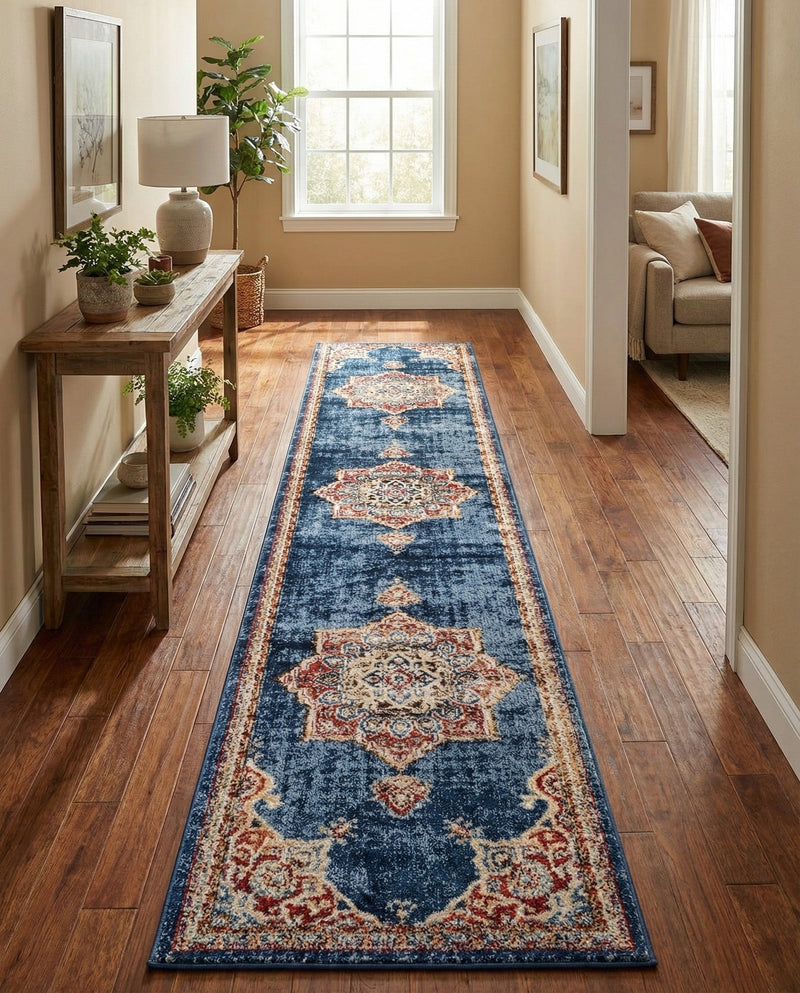 Eden Oasis Collection Area Rug -  Tranquility (Dark Blue) Runner Dark Blue  lifestyle 57
