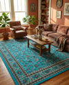 Isfahan Elegance Collection Area Rug - Naghsh-e Jahan (Turquoise) Rectangle Turquoise  lifestyle 7