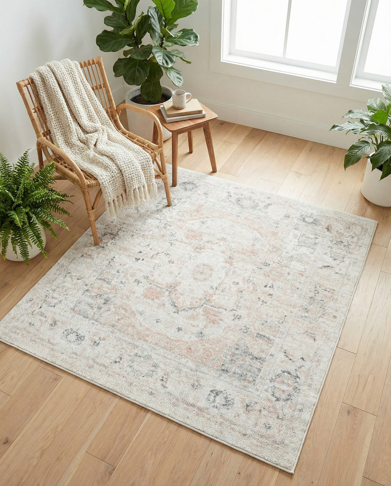 Parisian Elegance Collection Area Rug - Versailles (Ivory) Square Ivory  lifestyle 39