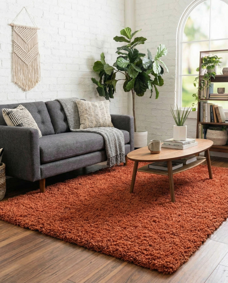 Plush Oasis Collection Area Rug - Serenity (Terracotta) Rectangle Terracotta  lifestyle 22