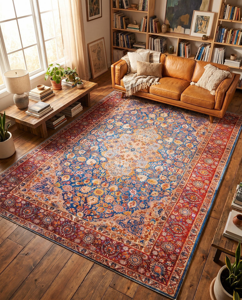 Heritage Elegance Collection Area Rug -  Hearst Rectangle Navy Blue  lifestyle 10