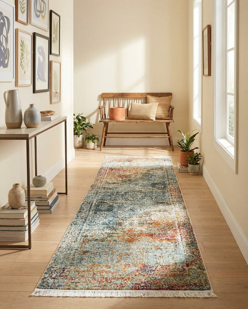 Caribbean Breeze Collection Area Rug -  Yucatan Runner Multi  lifestyle 57