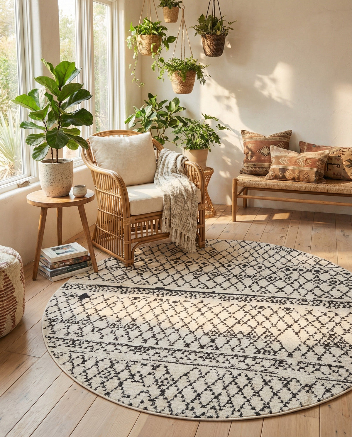 Tangier Treasures Collection Area Rug -  Marrakech Round Ivory  lifestyle 102