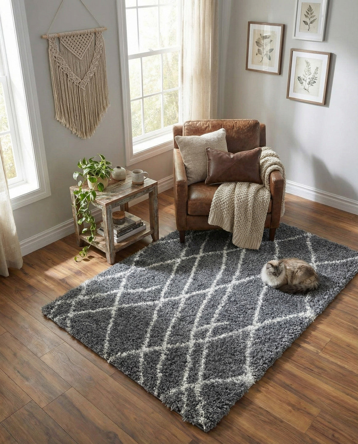 Cozy Haven Shag Collection Area Rug - Serenity (Pebble Gray) Rectangle Pebble Gray  lifestyle 17