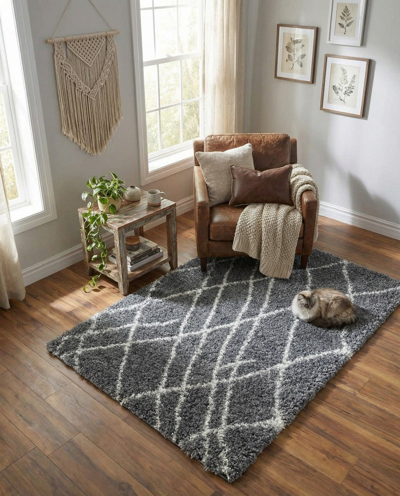 Cozy Haven Shag Collection Area Rug - Serenity (Pebble Gray) Rectangle Pebble Gray  lifestyle 17