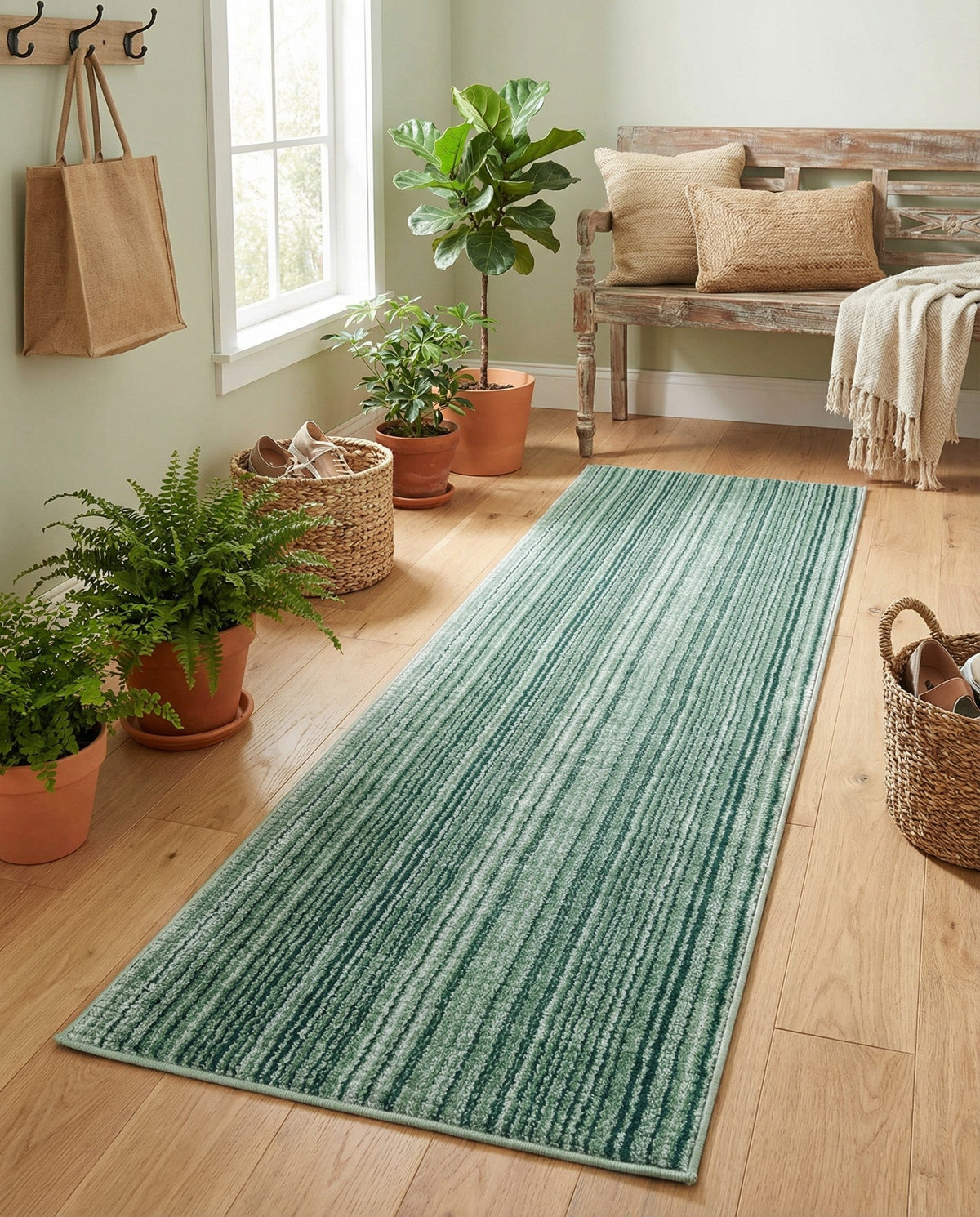 Jewel Oasis Collection Area Rug - Sapphire (Green) Runner Green  lifestyle 92