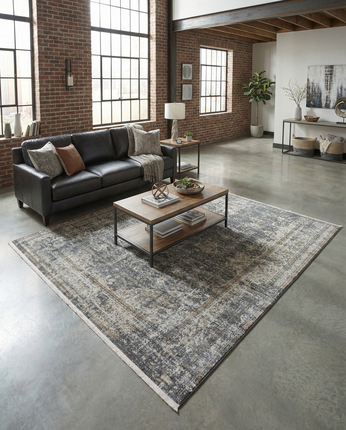 Caribbean Breeze Collection Area Rug -  Utila Square Fume Gray  lifestyle 95