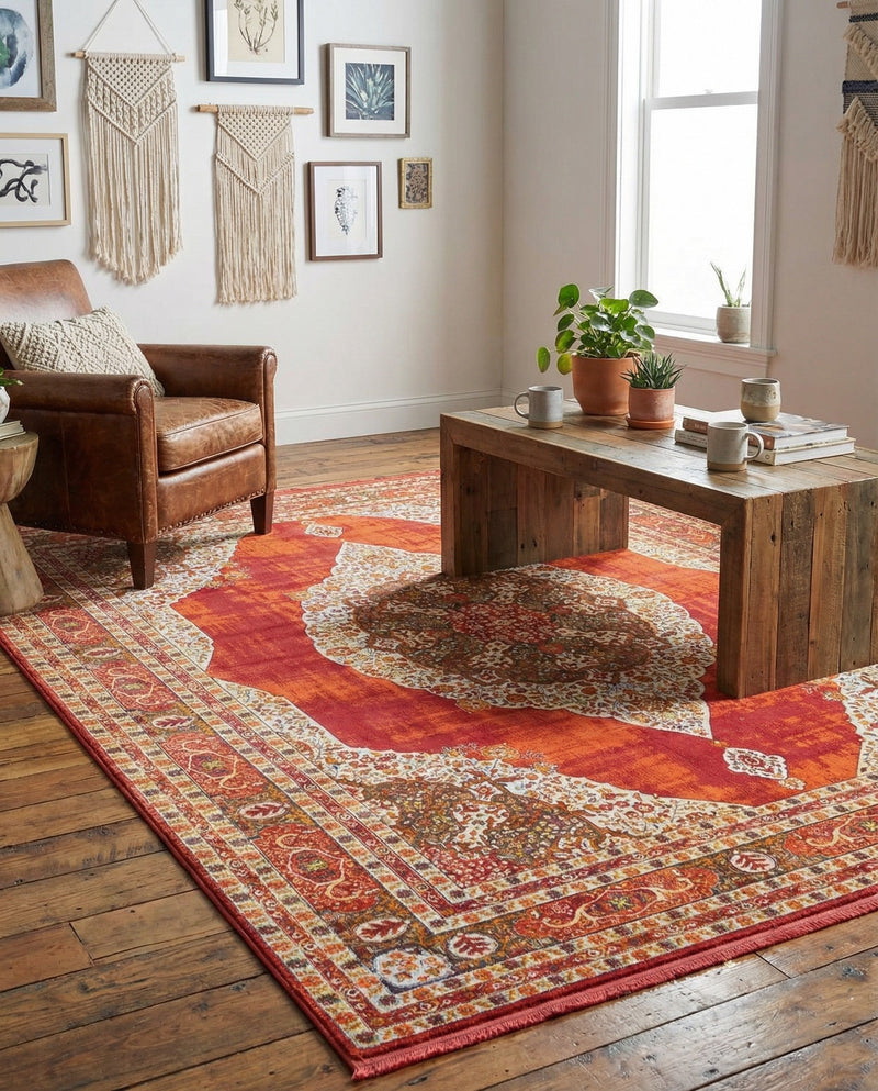 Caribbean Breeze Collection Area Rug -  Windward Rectangle Red  lifestyle 50