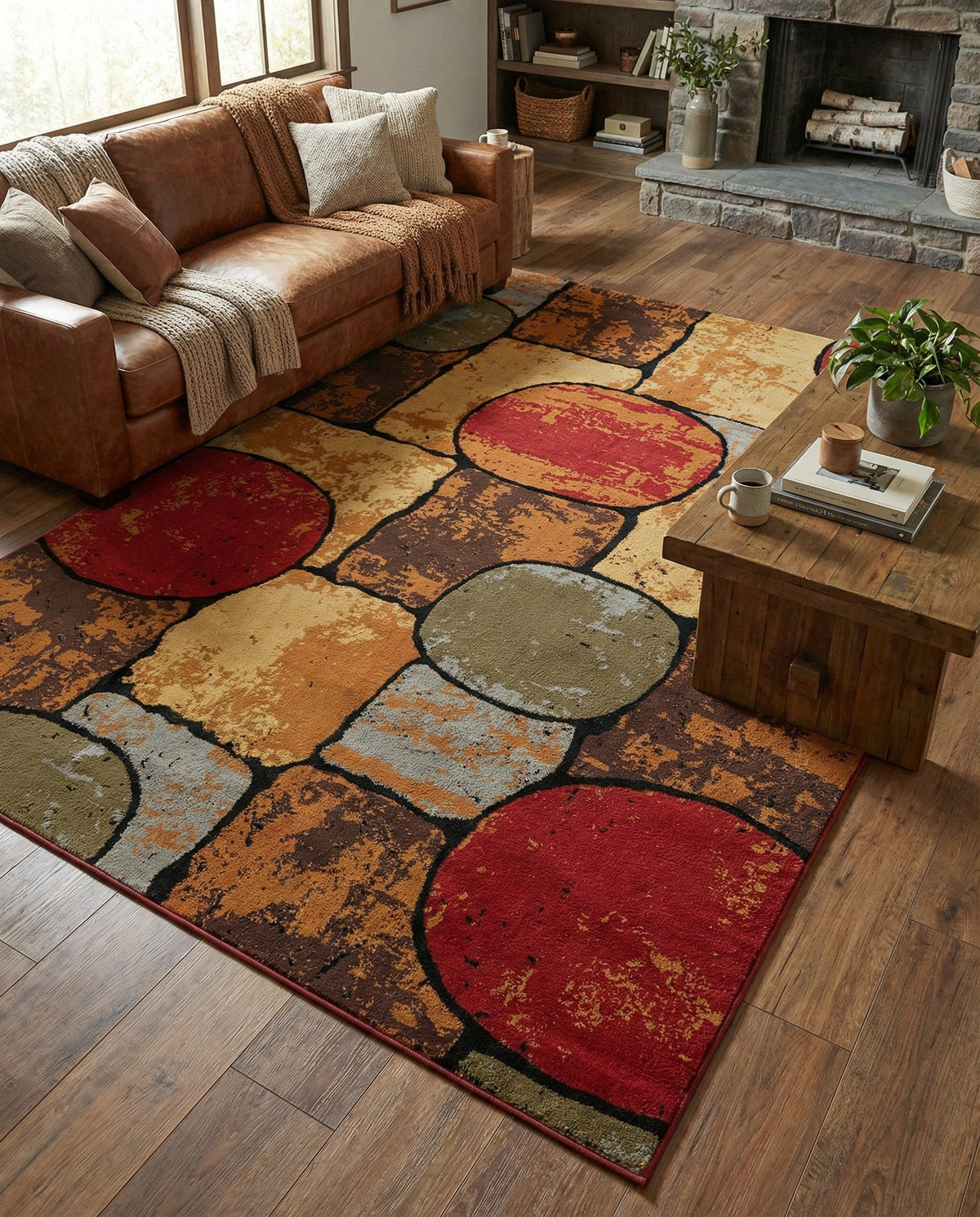 Bistro Lounge Collection Area Rug -  Cappuccino Rectangle Multi  lifestyle 19