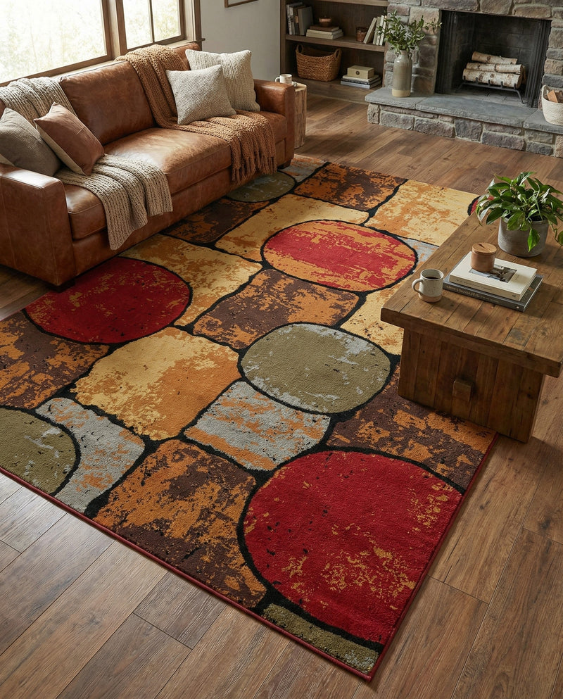 Bistro Lounge Collection Area Rug -  Cappuccino Rectangle Multi  lifestyle 19