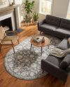 Charleston Elegance Collection Area Rug -  Seaport (Gray) Oval Gray  lifestyle 43