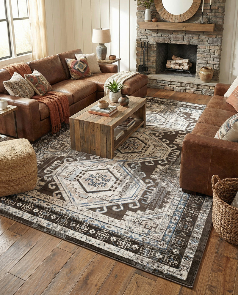 Savannah Elegance Collection Area Rug -  Tybee (Gray) Rectangle Gray  lifestyle 24