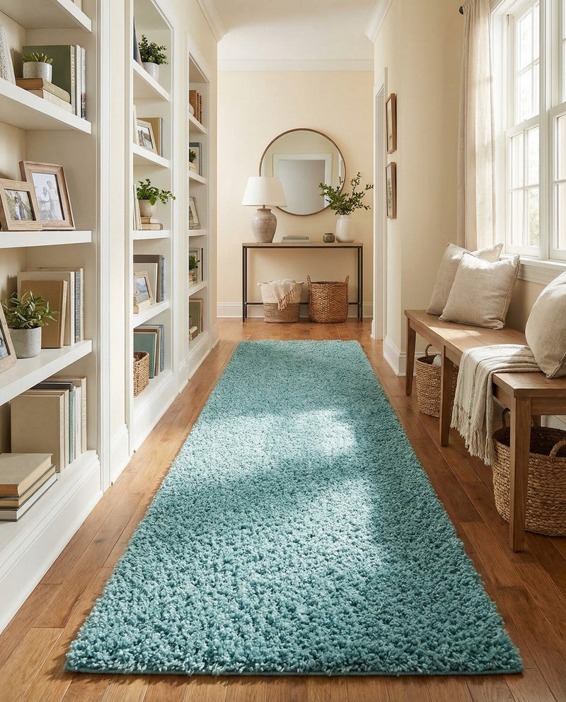 Alpine Plush Collection Area Rug -  Cortina (Aqua) Runner Aqua  lifestyle 71