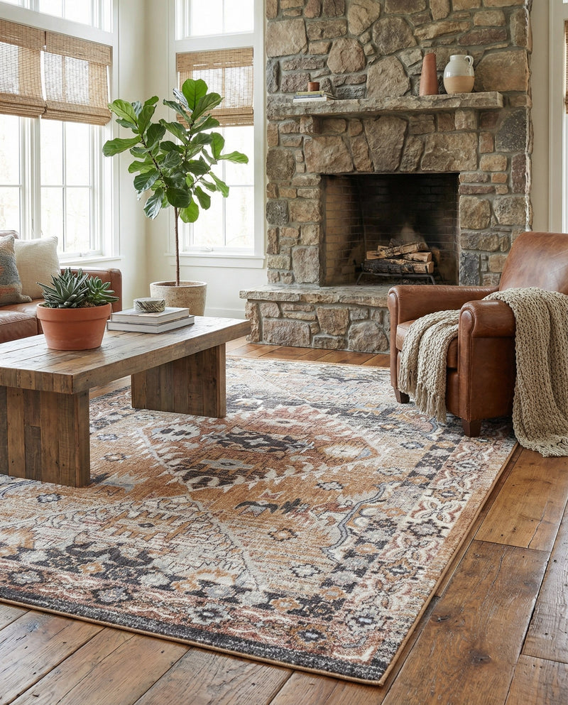 Desert Modern Eco Rug Series Collection Area Rug -  Navajo Rectangle Khaki Gray  lifestyle 15