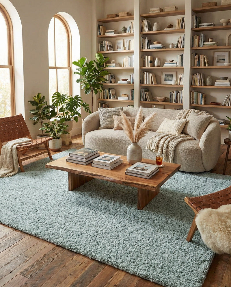 Cozy Comfort Shag Collection Area Rug - Haven (Sage Green) Rectangle Sage Green  lifestyle 19