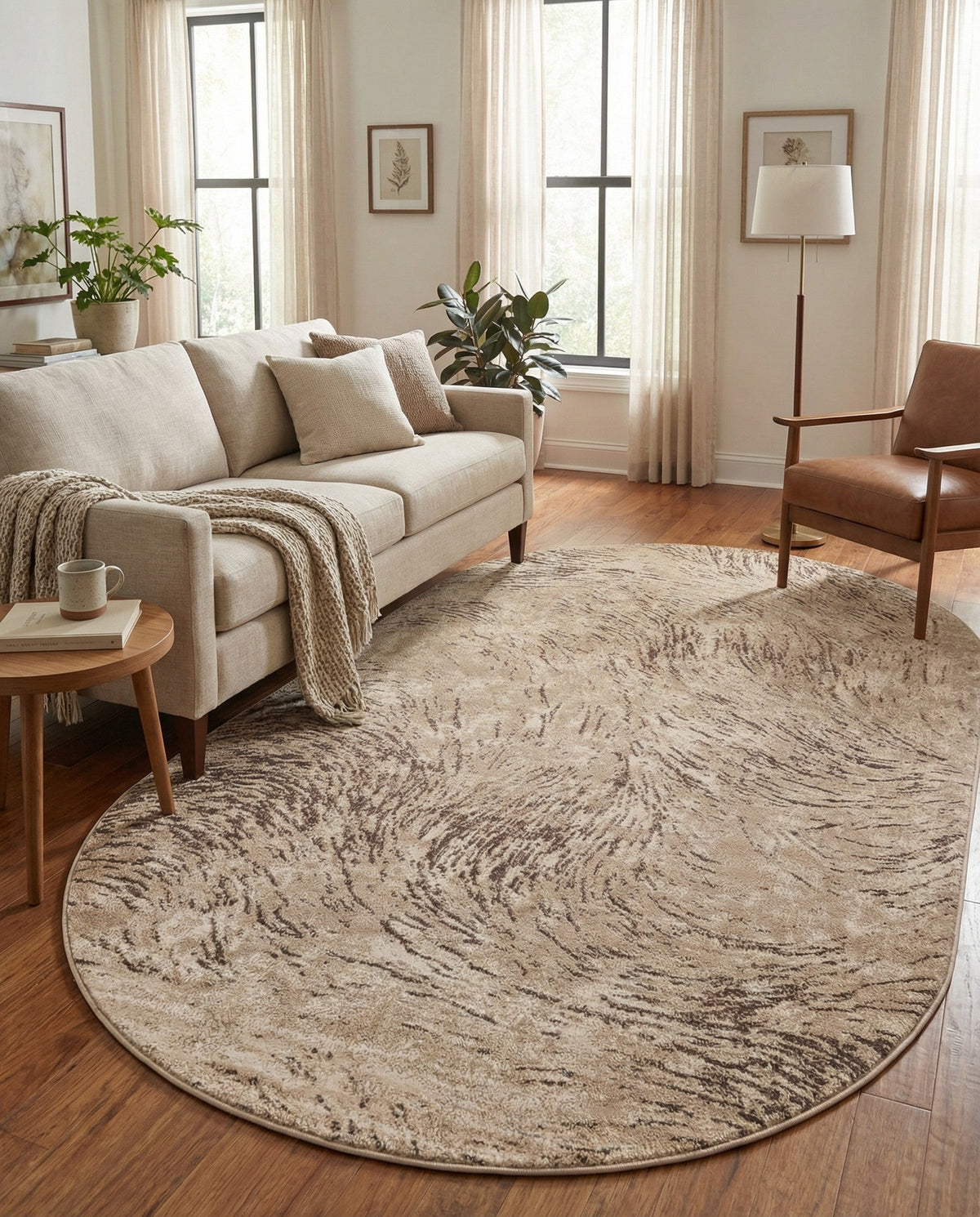 Serenity Sands Collection Area Rug -  Quietshore Oval Brown  lifestyle 98