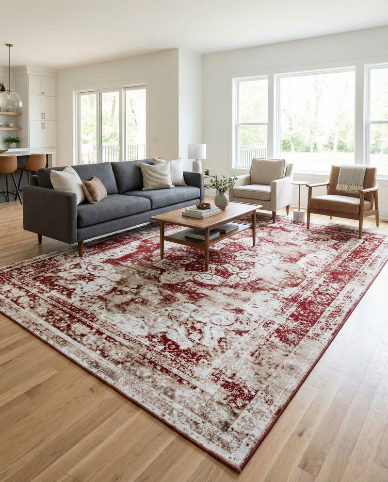 Riviera Elegance Collection Area Rug -  Menton (Burgundy) Rectangle Burgundy  lifestyle 29