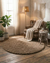 Plush Oasis Collection Area Rug - Serenity (Sandy Brown) Round Sandy Brown  lifestyle 77