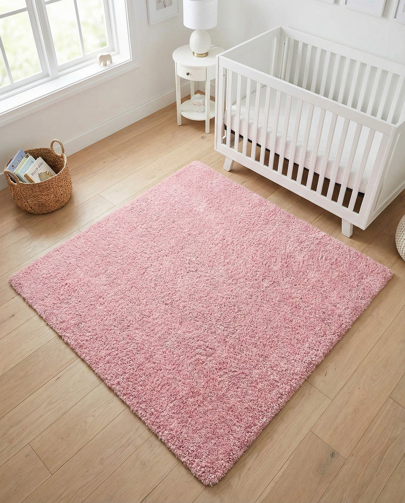 Cozy Comfort Shag Collection Area Rug - Haven (Pink) Square Pink  lifestyle 45